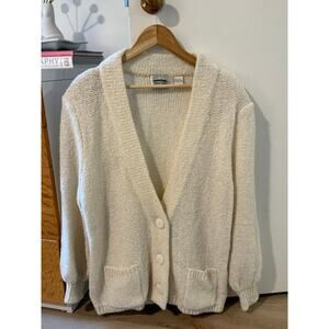 Chunky Knit Cardigan Cream Cozy Oversized Grandpa Core Cottagecore Sweater  ✨